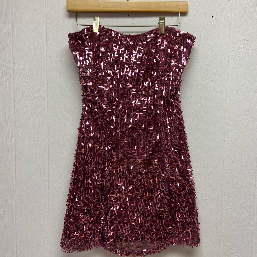 Pink sparkly sequins party dress